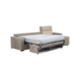 Divano Letto con Penisola Grigio Tortora Sfoderabile Contenitore 280x160 cm, Idrorepellente Multiposizione Trasformabile in Letto Made in Italy