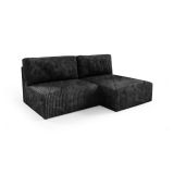 Divano Letto con Penisola Nero Contenitore Cuscini Sfoderabili 210x149 cm, Reclinabile - Pergola