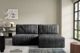 Divano Letto con Penisola Nero Contenitore Cuscini Sfoderabili 210x149 cm, Reclinabile - Pergola