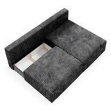 Divano Letto con Penisola Nero Contenitore Cuscini Sfoderabili 210x149 cm, Reclinabile - Pergola