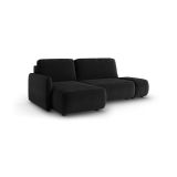 Divano Letto con Penisola Nero Contenitore Reclinabile 229x148 cm, Cuscini Sfoderabili - Rezzo