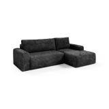 Divano Letto con Penisola Nero Contenitore Reclinabile 268x163 cm, Cuscini Sfoderabili - Folgarida