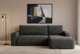 Divano Letto con Penisola Nero Contenitore Reclinabile 268x163 cm, Cuscini Sfoderabili - Folgarida
