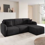 Divano Letto con Penisola Nero Contenitore Reversibile 245x185 cm, Reclinabile - Ranco