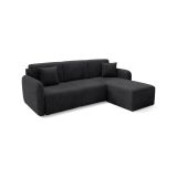 Divano Letto con Penisola Nero Contenitore Reversibile 245x185 cm, Reclinabile - Ranco