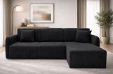 Divano Letto con Penisola Nero Contenitore Reversibile 245x185 cm, Reclinabile - Ranco