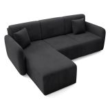 Divano Letto con Penisola Nero Contenitore Reversibile 245x185 cm, Reclinabile - Ranco