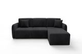 Divano Letto con Penisola Nero Contenitore Reversibile 245x185 cm, Reclinabile - Ranco