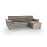 Divano letto con penisola Priverno, 285x160 h100 cm, Tortora