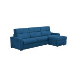 Divano letto con penisola Pusiano, 280x160 h100 cm, Blu