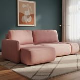Divano Letto con Penisola Rosa Contenitore Reclinabile 229x148 cm, Cuscini Sfoderabili - Rezzo