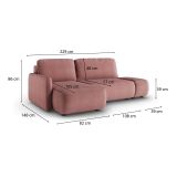 Divano Letto con Penisola Rosa Contenitore Reclinabile 229x148 cm, Cuscini Sfoderabili - Rezzo