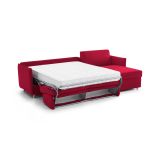 Divano Letto con Penisola Rosso Sfoderabile Contenitore 260x160 cm, Idrorepellente Multiposizione Trasformabile in Letto Made in Italy - Sumirago