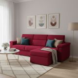 Divano Letto con Penisola Rosso Sfoderabile Contenitore 285x160 cm, Idrorepellente Multiposizione Made in Italy - Ganzaria