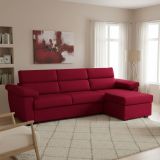 Divano Letto con Penisola Rosso Sfoderabile Contenitore 285x160 cm, Idrorepellente Multiposizione Trasformabile in Letto Made in Italy - Tolle