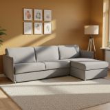 Divano letto con penisola Scordia, 260x160 h90 cm, Grigio