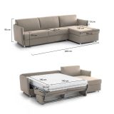 Divano letto con penisola Sumirago, 260x160 h90 cm, Tortora