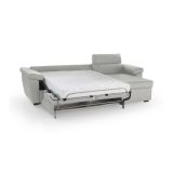 Divano letto con penisola Tolle, 285x160 h100 cm, Grigio chiaro