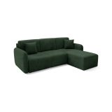 Divano Letto con Penisola Verde bottiglia- Contenitore Reversibile 245x185 cm, Reclinabile - Ranco