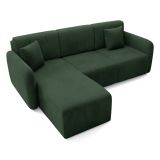 Divano Letto con Penisola Verde bottiglia- Contenitore Reversibile 245x185 cm, Reclinabile - Ranco