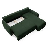Divano Letto con Penisola Verde bottiglia- Contenitore Reversibile 245x185 cm, Reclinabile - Ranco