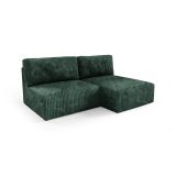 Divano Letto con Penisola Verde Contenitore Cuscini Sfoderabili 210x149 cm, Reclinabile - Pergola
