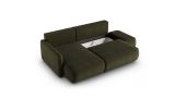 Divano Letto con Penisola Verde Contenitore Reclinabile 229x148 cm, Cuscini Sfoderabili - Rezzo