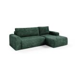 Divano Letto con Penisola Verde Contenitore Reclinabile 268x163 cm, Cuscini Sfoderabili - Folgarida