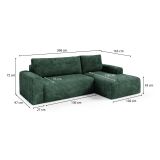 Divano Letto con Penisola Verde Contenitore Reclinabile 268x163 cm, Cuscini Sfoderabili - Folgarida