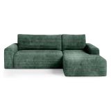 Divano Letto con Penisola Verde Contenitore Reclinabile 268x163 cm, Cuscini Sfoderabili - Folgarida