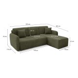 Divano Letto con Penisola Verde Contenitore Reversibile 245x185 cm, Reclinabile - Ranco