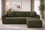 Divano Letto con Penisola Verde Contenitore Reversibile 245x185 cm, Reclinabile - Ranco