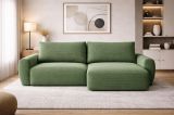 Divano Letto con Penisola Verde Contenitore Reversibile 253x153 cm, Reclinabile - Paullo