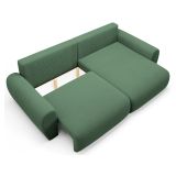 Divano Letto con Penisola Verde Contenitore Reversibile 253x153 cm, Reclinabile - Paullo