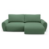 Divano Letto con Penisola Verde Contenitore Reversibile 253x153 cm, Reclinabile - Paullo