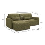 Divano Letto con Penisola Verde Oliva Contenitore Reclinabile 207x148 cm, Reversibile - Pagno