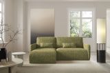 Divano Letto con Penisola Verde Oliva Contenitore Reclinabile 207x148 cm, Reversibile - Pagno