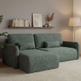 Divano Letto con Penisola Verde Salvia Contenitore Reclinabile 207x148 cm, Reversibile - Pagno