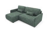 Divano Letto con Penisola Verde Salvia Contenitore Reclinabile 207x148 cm, Reversibile - Pagno