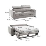 Divano letto contenitore grigio 180x95cm - Aieie
