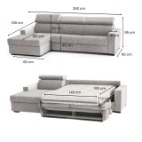 Divano letto contenitore grigio 260x95cm - Aloet