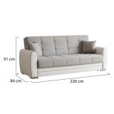 Divano letto design bianco e grigio 220x84cm - Dike