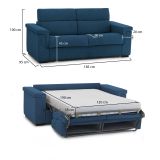 Divano letto due piazze blu 185x95cm - Rigolato