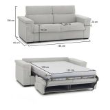 Divano letto due piazze grigio chiaro 185x95cm - Rigolato