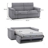 Divano letto elegante grigio 205x95cm - Biscossi