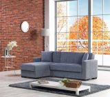 Divano letto Fernando, Divano letto ad angolo con penisola reversibile, Sofà contenitore da soggiorno con chaislongue e 2 cuscini, 230x150h81 cm, Grigio