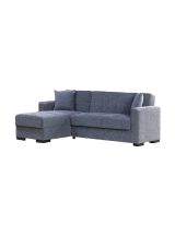 Divano letto Fernando, Divano letto ad angolo con penisola reversibile, Sofà contenitore da soggiorno con chaislongue e 2 cuscini, 230x150h81 cm, Grigio