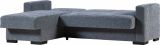 Divano letto Fernando, Divano letto ad angolo con penisola reversibile, Sofà contenitore da soggiorno con chaislongue e 2 cuscini, 230x150h81 cm, Grigio