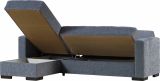 Divano letto Fernando, Divano letto ad angolo con penisola reversibile, Sofà contenitore da soggiorno con chaislongue e 2 cuscini, 230x150h81 cm, Grigio