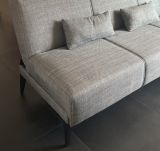 Divano letto Hugo, Divano letto in tessuto, Divano letto con apertura click-clack, Divano letto con cuscini, 190x70h80 cm, Grigio